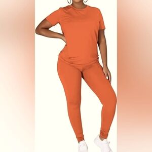 Women Two Piece Workout Outfits Sports Long-Pants & Short-Top Sets